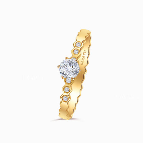 Yellow Gold Anima Gemella II  Natural Diamond Engagement Ring | Saratti