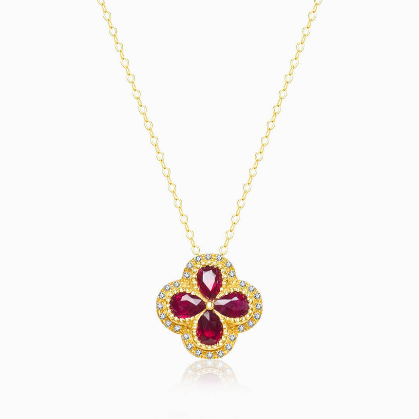 Trébol Rojo Natural Ruby and Diamonds Necklace