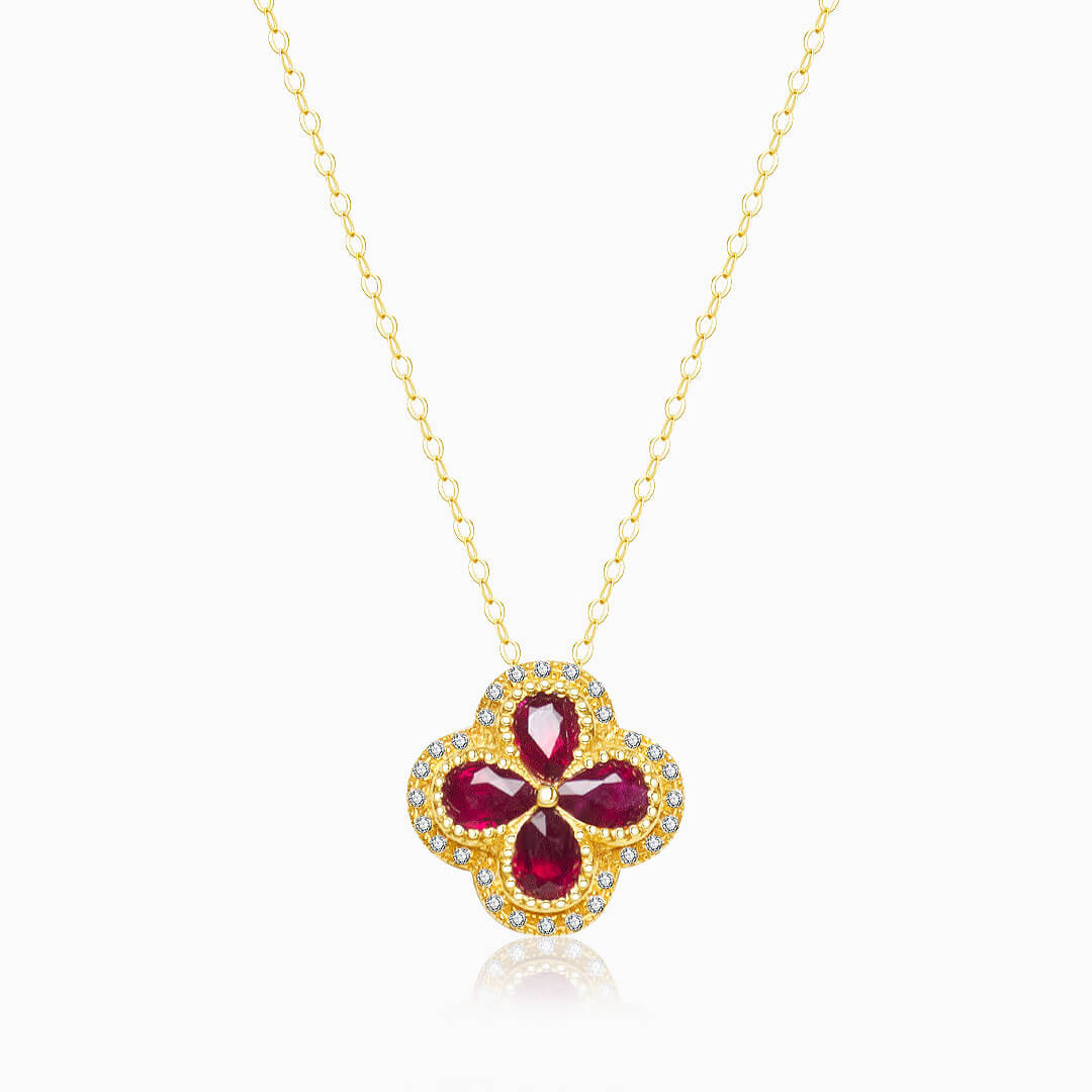 Trébol Rojo Natural Ruby and Diamonds Necklace