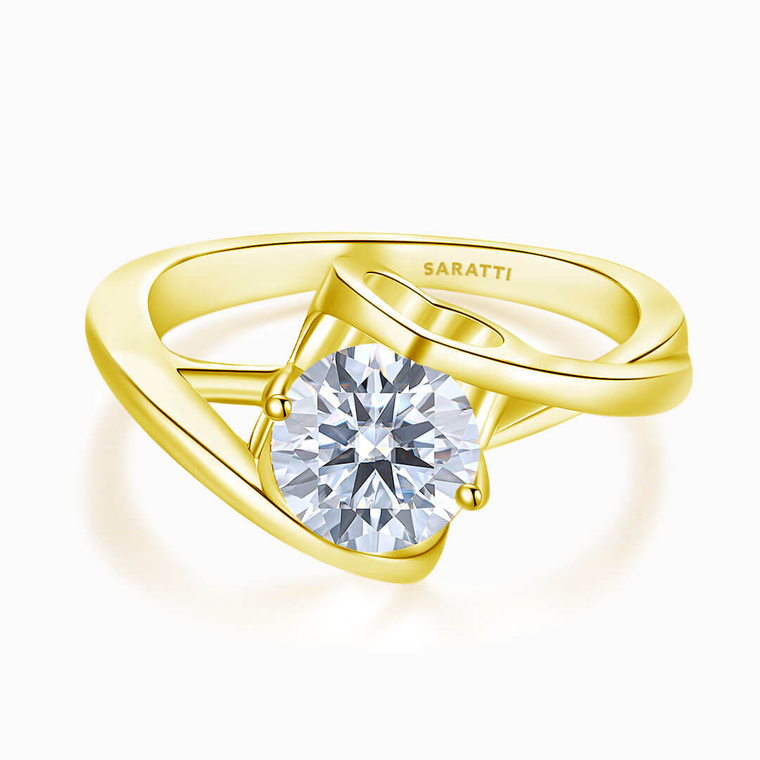Yellow Gold Prong Set Diamond Dainty Ring | Saratti Diamonds