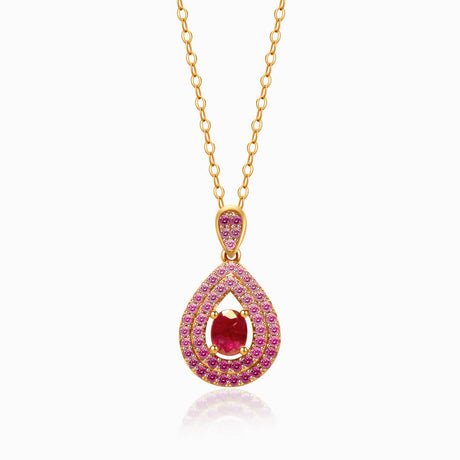 Yellow Gold Mogok Rose Red Ruby Pendant | Saratti Fine Jewelry