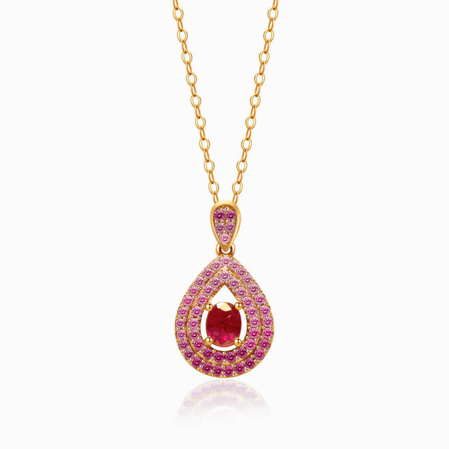 Yellow Gold Mogok Rose Red Ruby Pendant | Saratti Fine Jewelry
