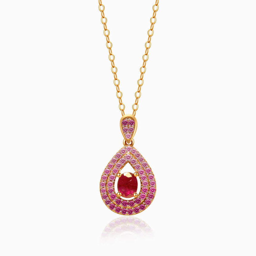 Yellow Gold Mogok Rose Red Ruby Pendant | Saratti Fine Jewelry