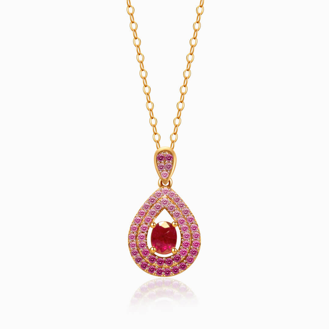 Yellow Gold Mogok Rose Red Ruby Pendant | Saratti Fine Jewelry