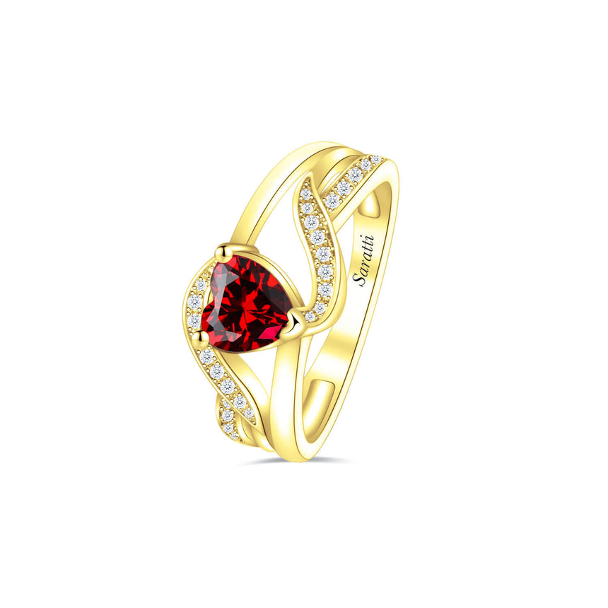 Amore Granato 18K Yellow Gold Garnet Ring | Saratti Fine Jewelry