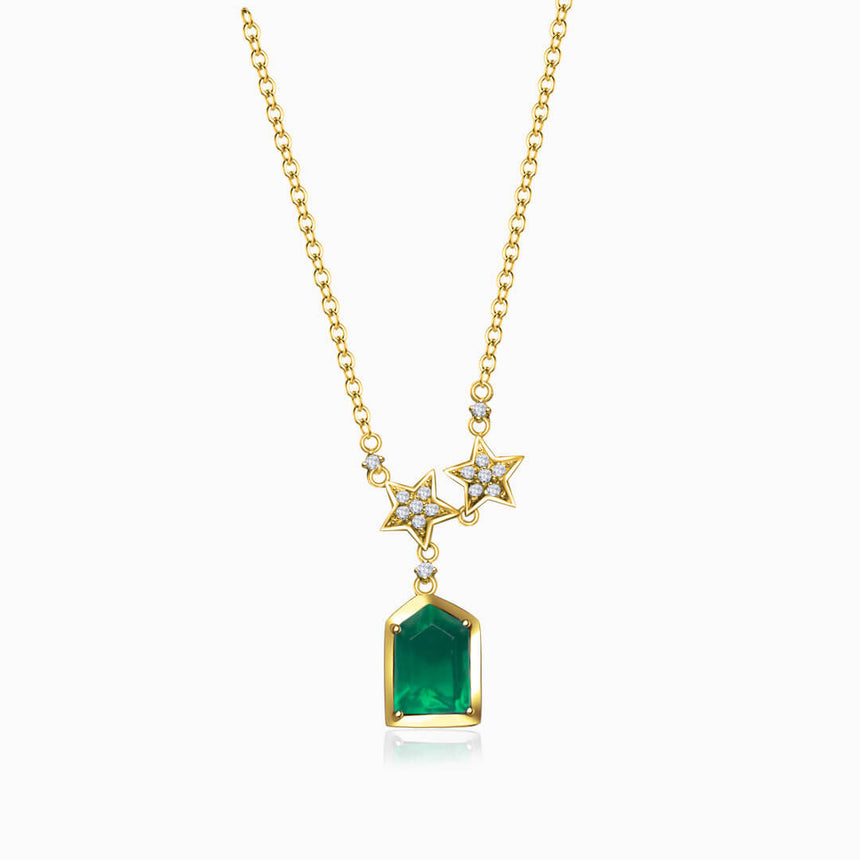 Yellow Gold Esprit de Nature Emerald & Diamond Pendant | Saratti