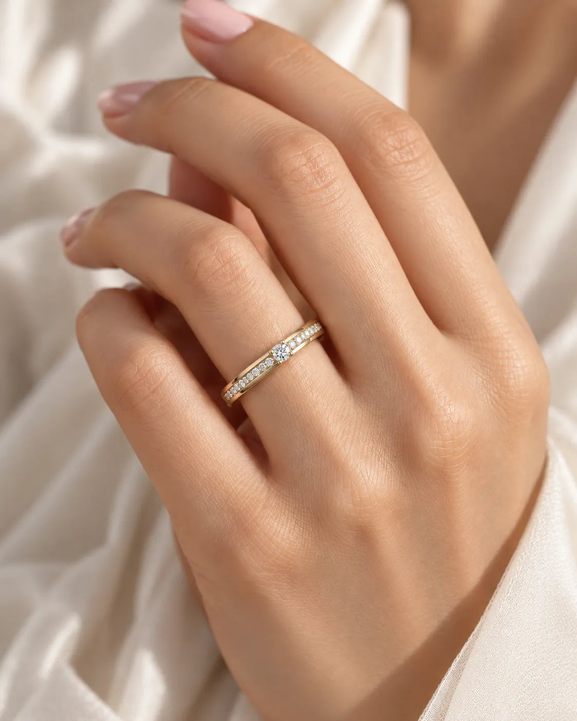 Channel Set Natural Diamond Eternity Wedding Bands