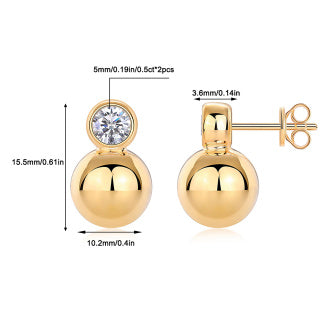 Orbit Gleam: Moissanite Gold Vermeil Sphere Studs