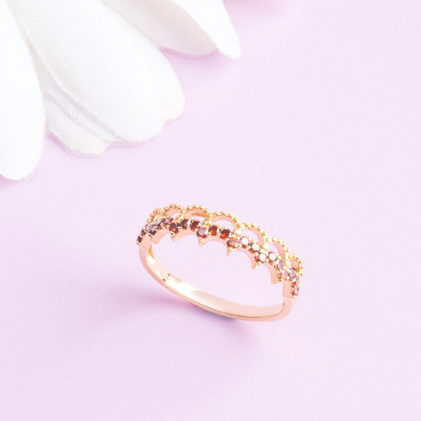 The Ember Tiara- Red Diamond Vintage-Inspired Yellow Gold Band