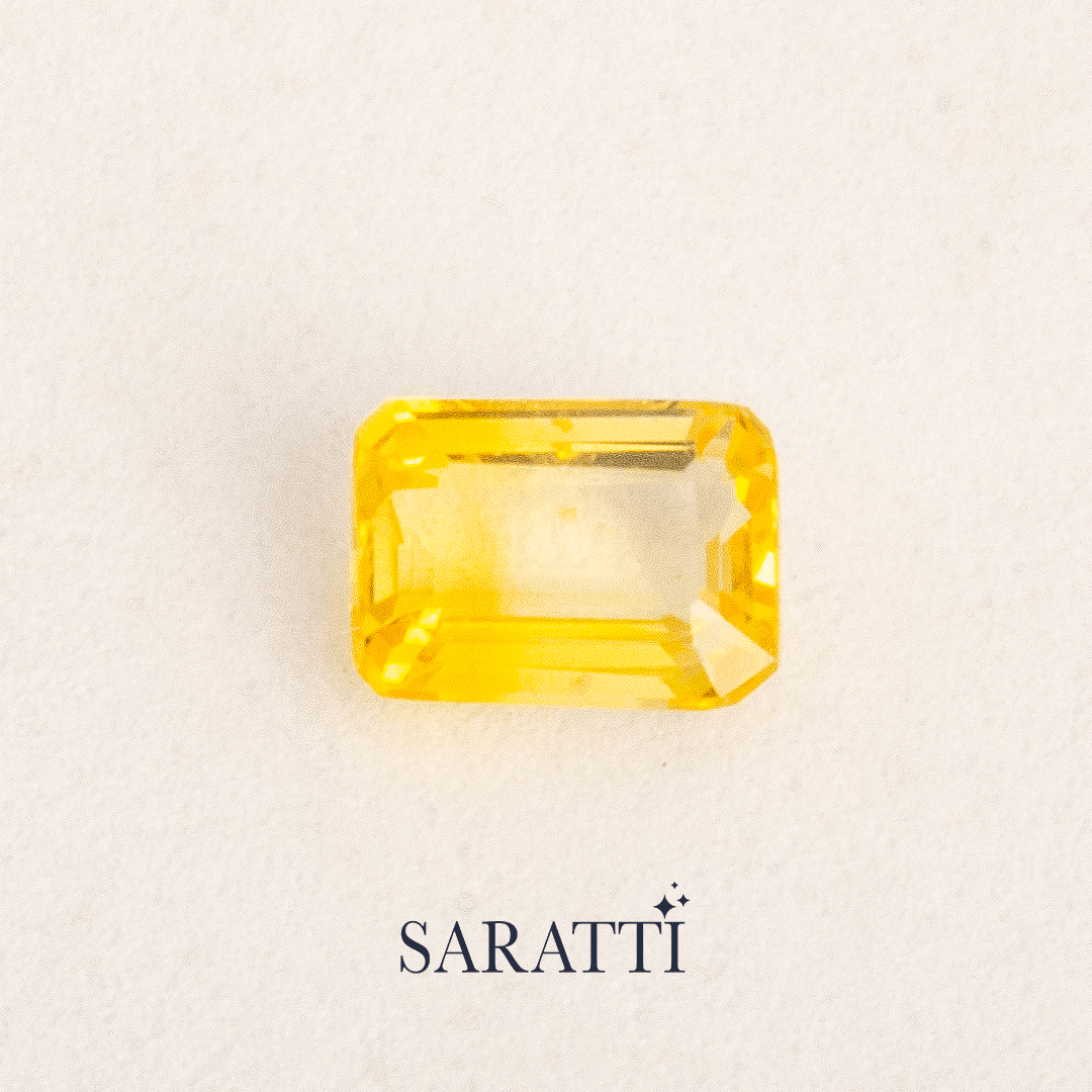 Yellow Gemstone in Rectangular Shape - Sapphire Gemstone - 0.9 carats - SARATTI