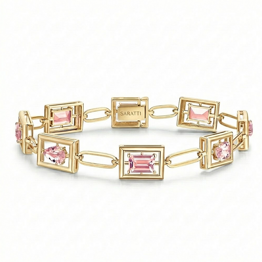 Yellow Gold Morganite Bracelet with Geometric Frames – SARATTI