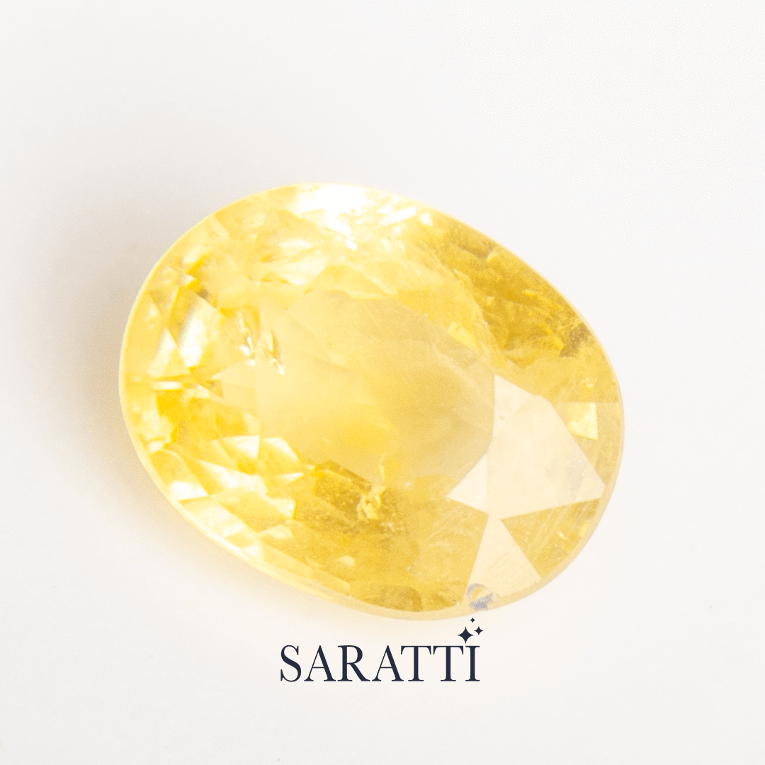 Yellow Sapphire Gemstone in Oval Shape weighing 0.73 carats | SARATTI