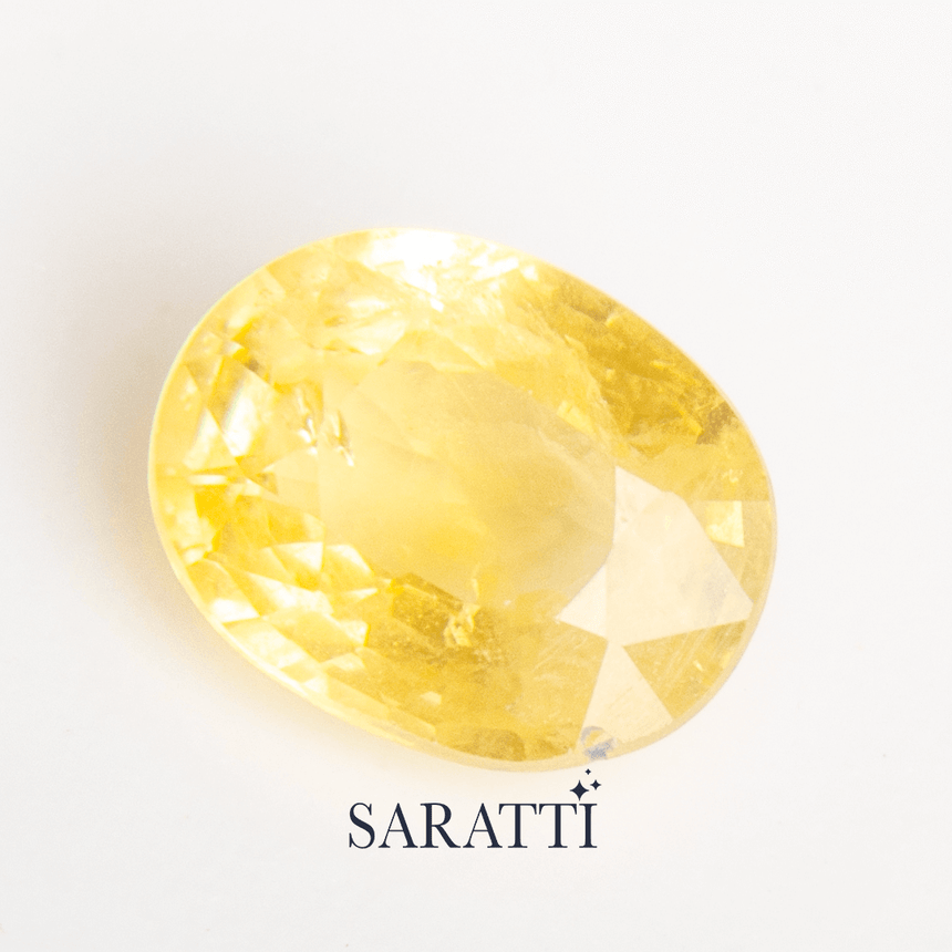 Yellow Sapphire Gemstone in Oval Shape weighing 0.73 carats | SARATTI