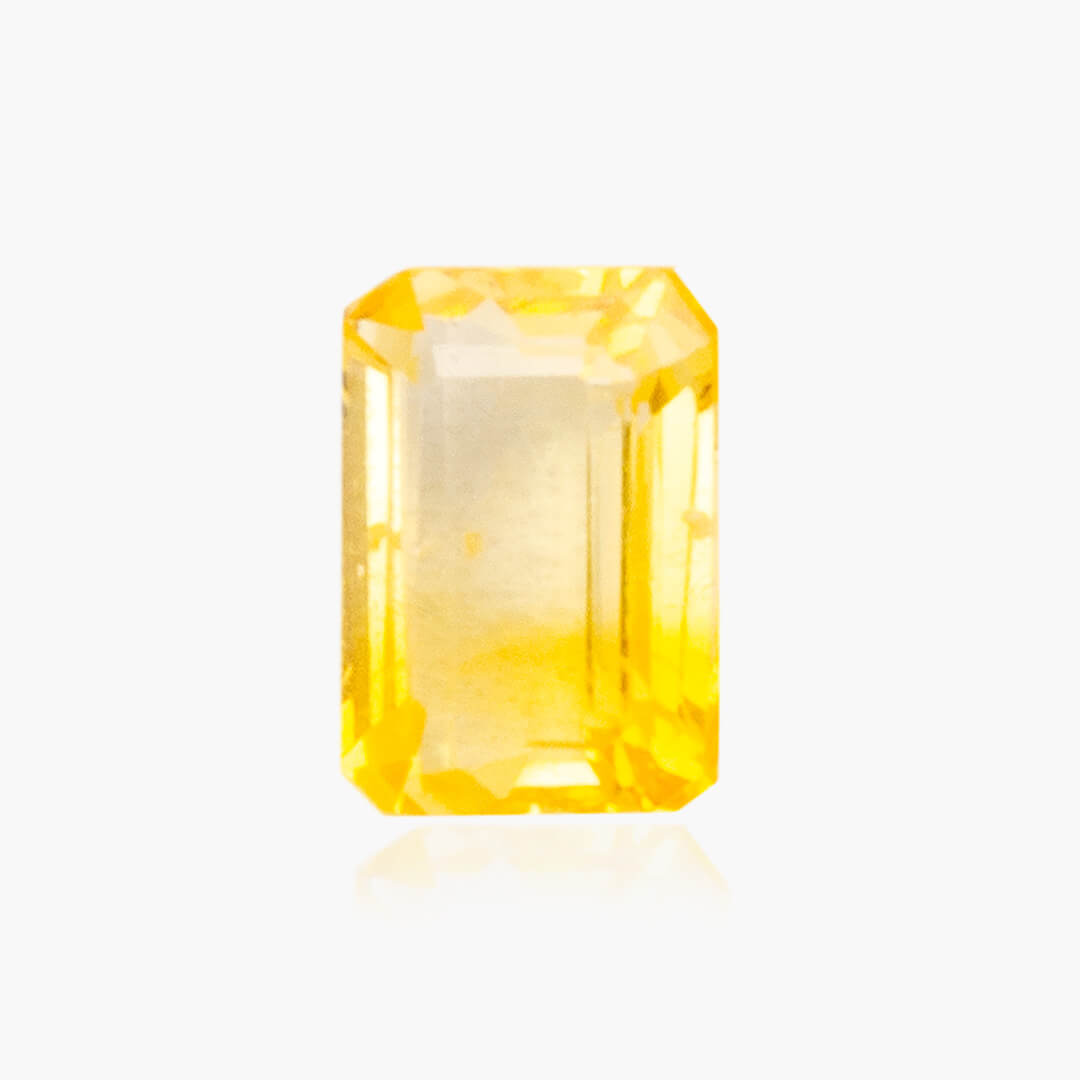 0.9 carats Emerald Cut Fancy Yellow Sapphire Gemstone | 4.5 × 6.0 mm