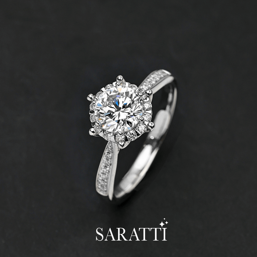 Classic White Gold Natural Diamond Ring | Yulisa