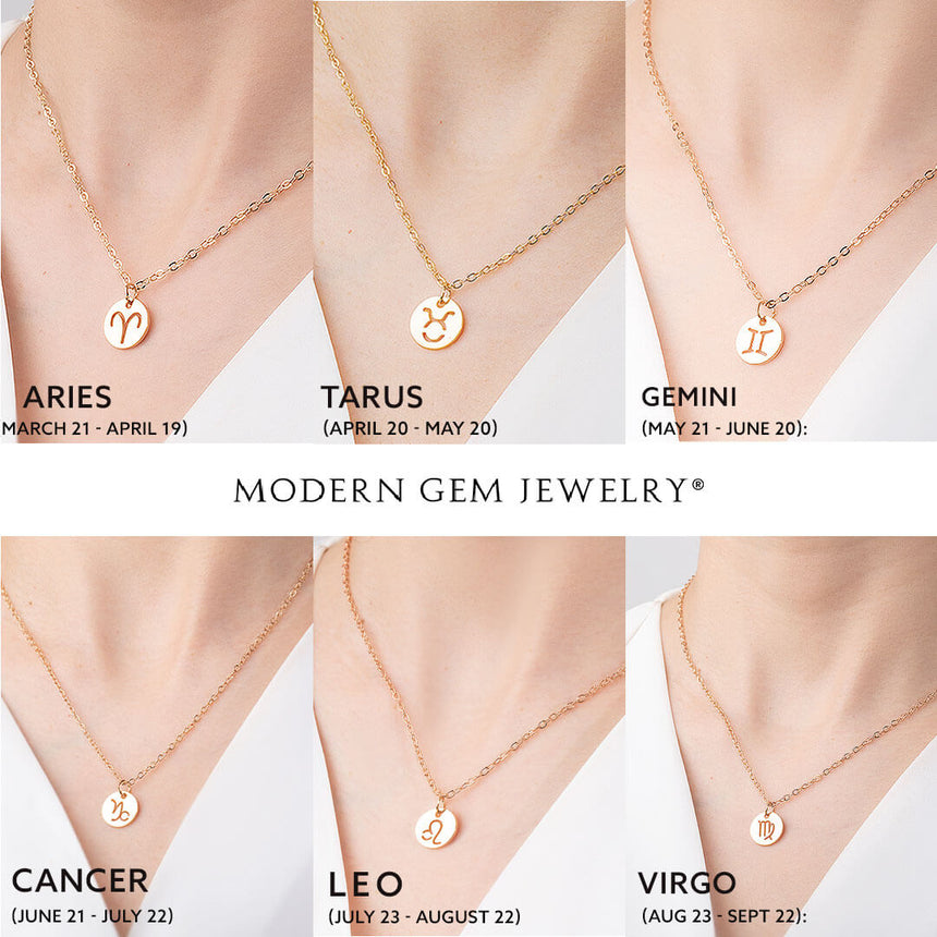 Zodiac Necklace in 18K Yellow Gold | Saratti