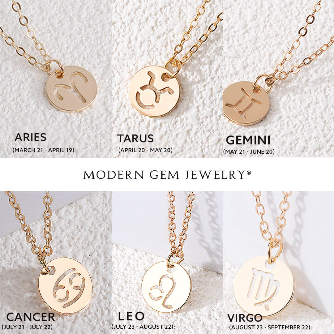 18K Yellow Gold Zodiac Necklace with Cable Chain | Saratti