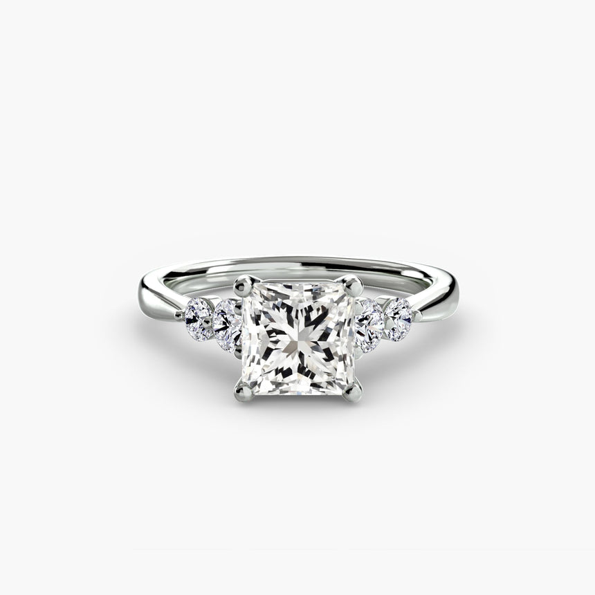 AMÉLIE – Princess Cut Four-Stone Shoulder Solitaire Ring Setting in 950 Platinum | SARATTI