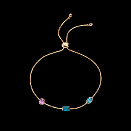 Spectral Weave : Adjustable Gemstone Cascade Bracelet in 14K Gold