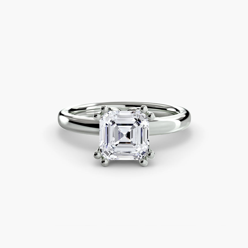 ASTRA – Asscher Cut Six-Prong Solitaire Ring Setting in 950 Platinum | SARATTI