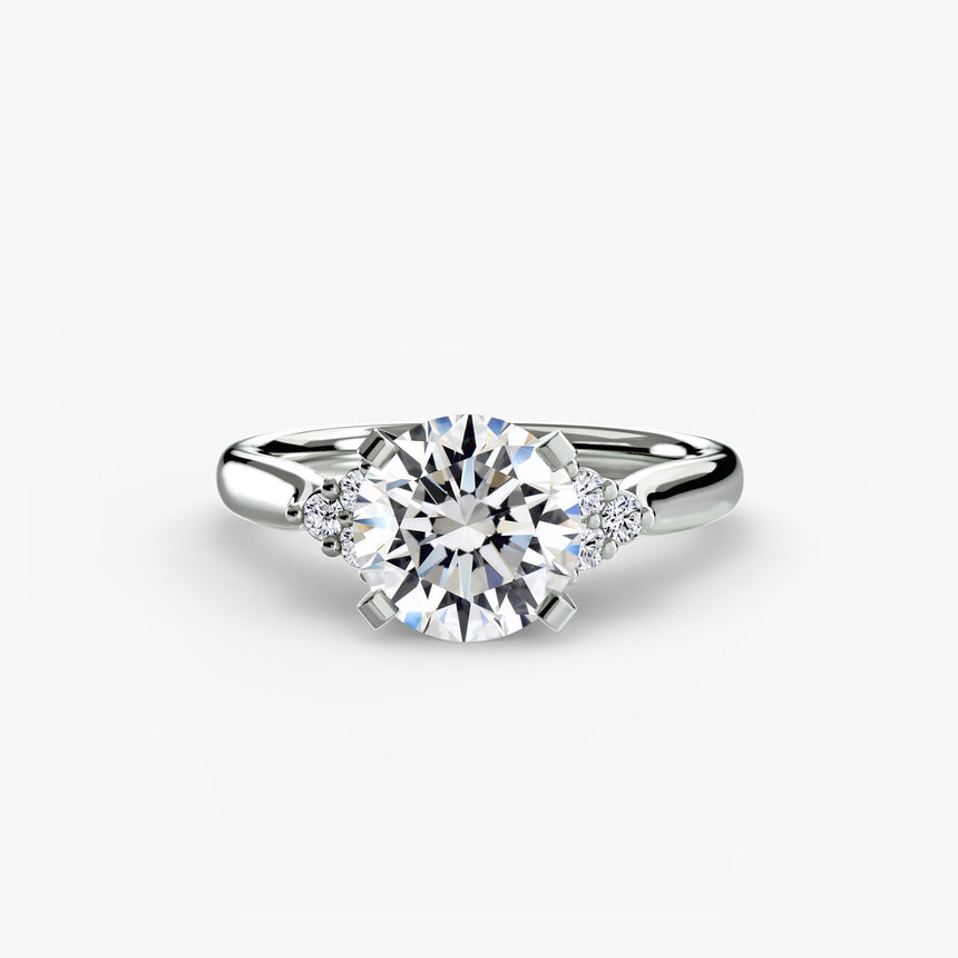 ASTRA II – Round Cut Six-Stone Shoulder Solitaire Ring Setting in 950 Platinum | SARATTI