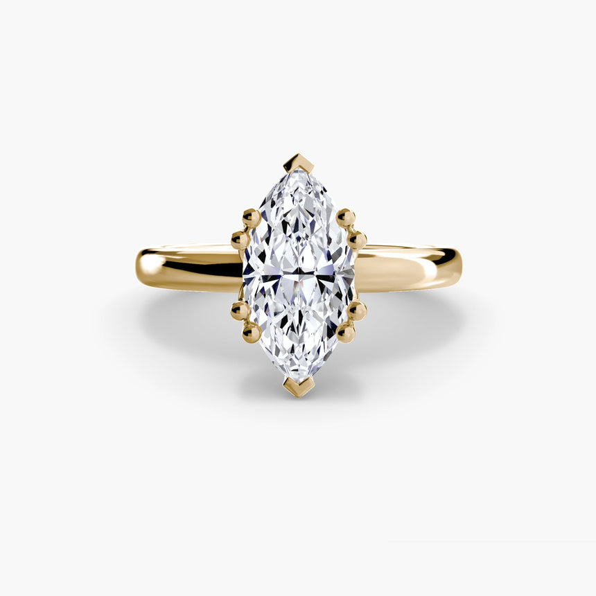 ASTRA – Marquise Cut Six-Prong Solitaire Ring Setting in Yellow Gold | SARATTI