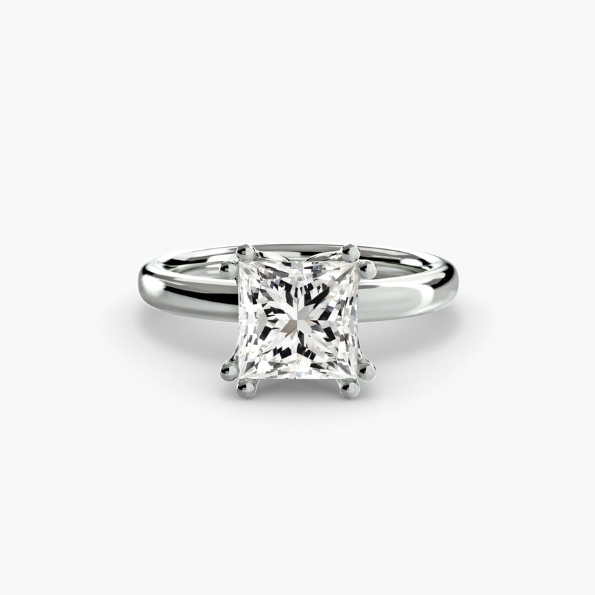 ASTRA – Princess Cut Six-Prong Solitaire Ring Setting in White Gold | SARATTI