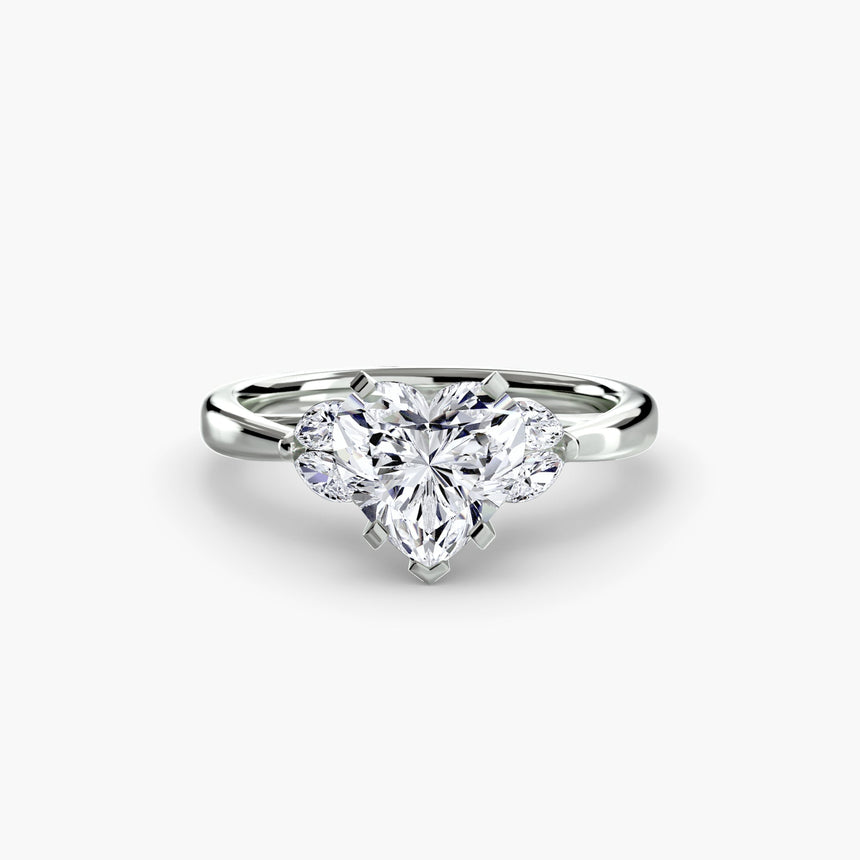 AURELIA Heart Cut Four-Stone Shoulder Ring Setting in 950 Platinum | SARATTI