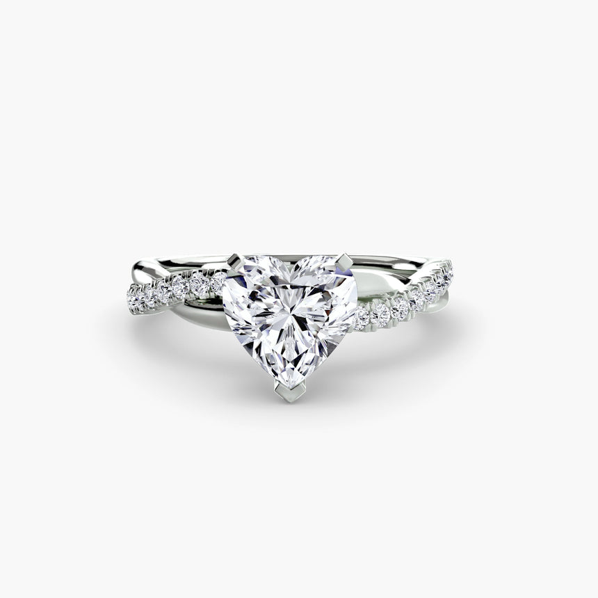 AUREX Heart Cut Pavé Solitaire Ring Setting in White Gold | SARATTI