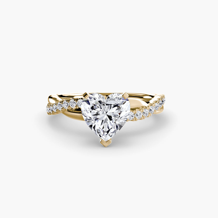 AUREX Heart Cut Pavé Solitaire Ring Setting in Yellow Gold | SARATTI