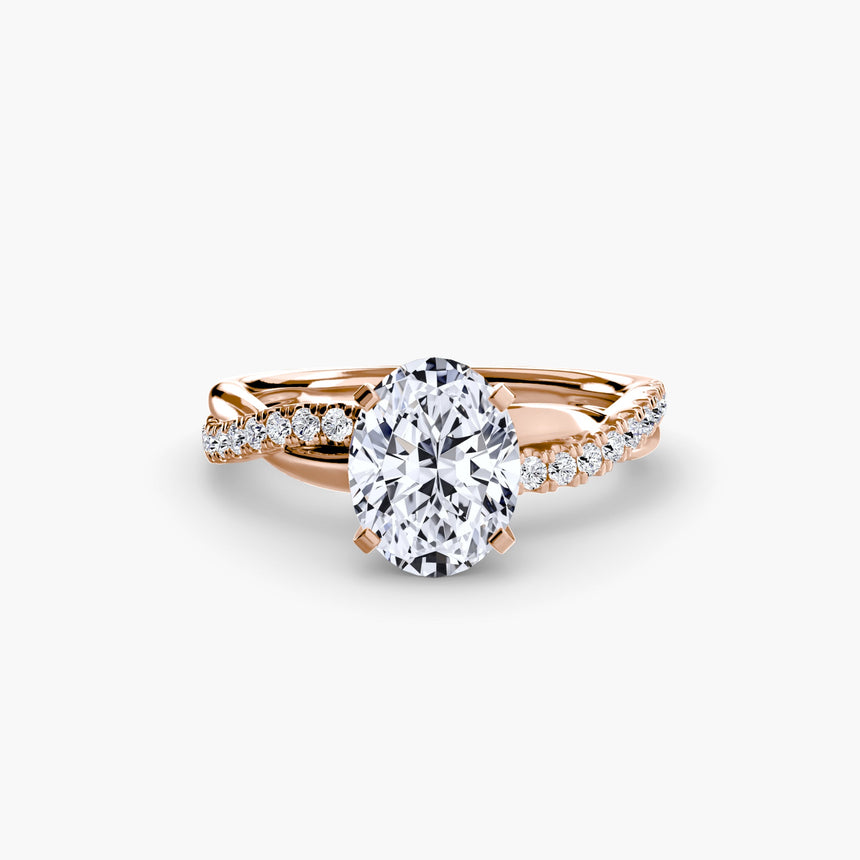 AUREX Oval Cut pavé solitaire ring setting in Rose Gold | SARATTI
