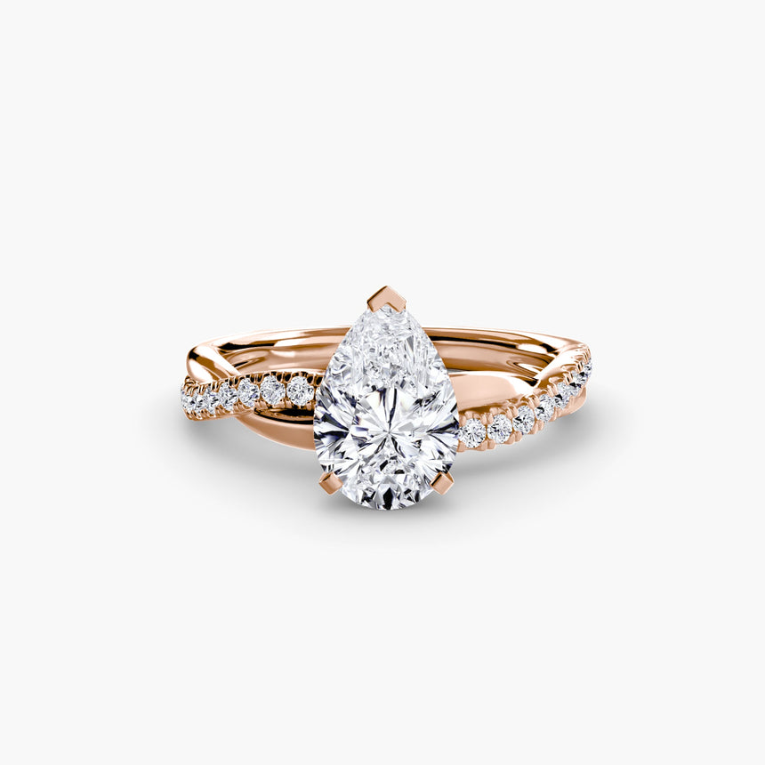 AUREX – Pear Cut Pavé Solitaire Ring Setting in Rose Gold | SARATTI