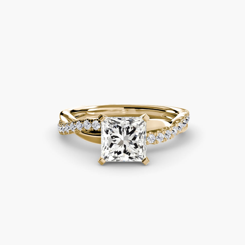 AUREX – Princess Cut Pavé Solitaire Ring Setting in Yellow Gold | SARATTI