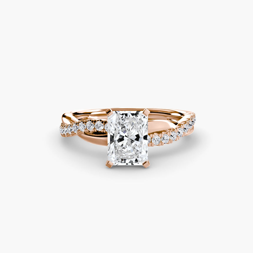 AUREX Radiant Cut Pavé Solitaire Ring Setting in Rose Gold | SARATTI