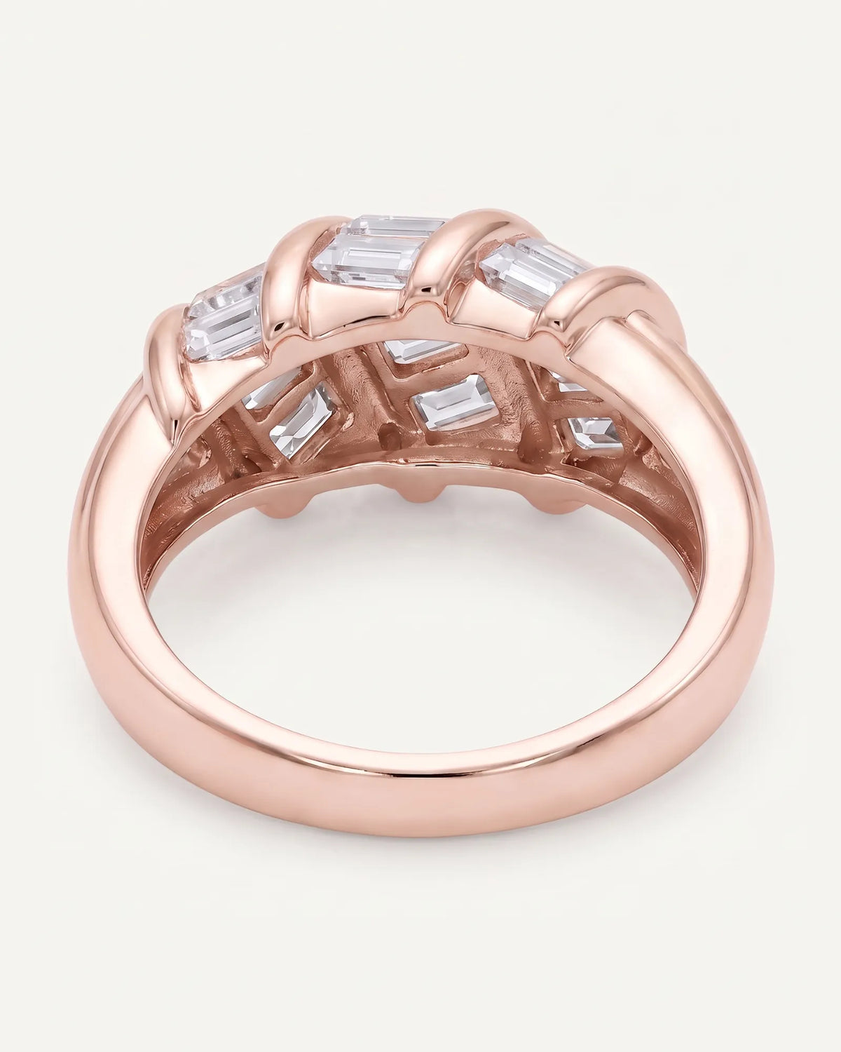 18K rose gold baguette diamond eternity band, top profile | SARATTI