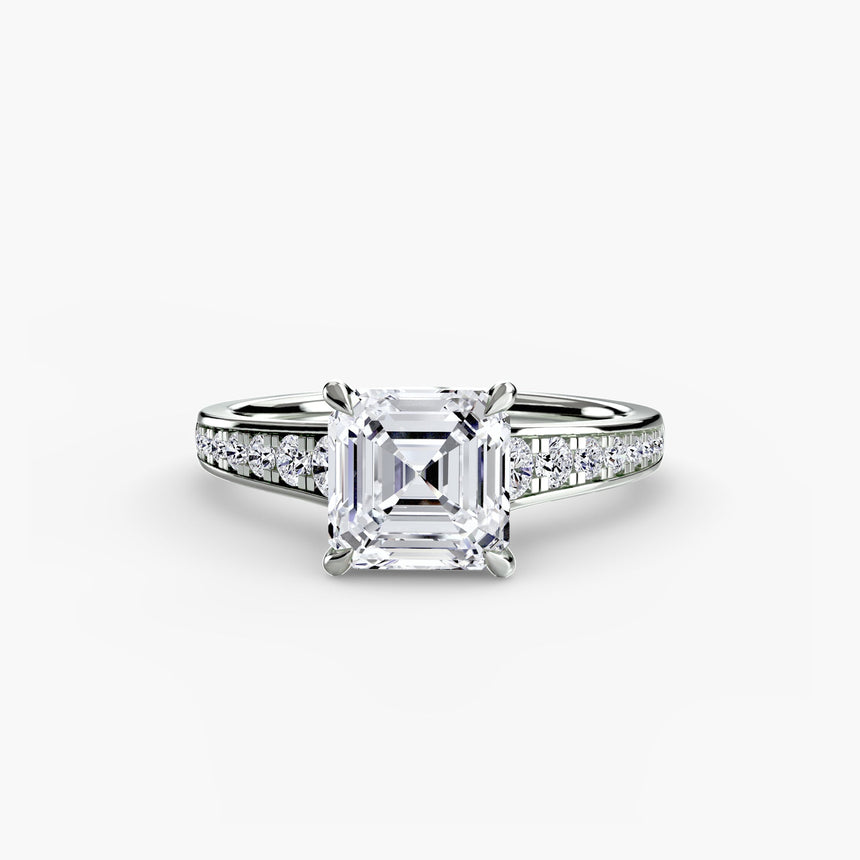CÉLESTE – Asscher Cut Pavé Solitaire Ring Setting in 950 Platinum | SARATTI