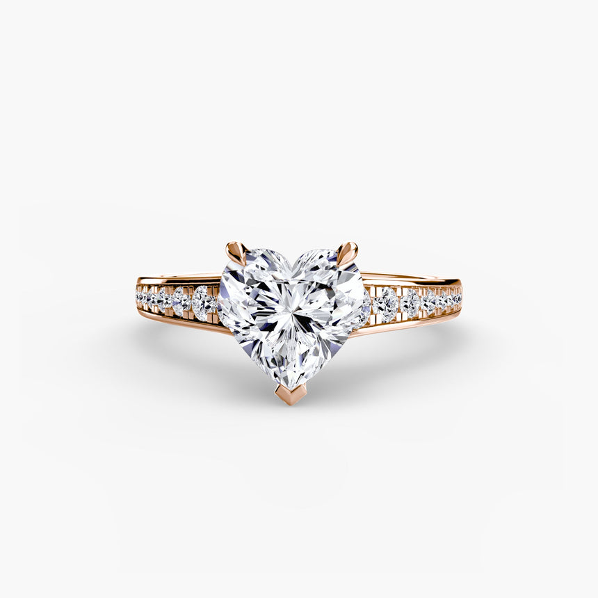 CÉLESTE Heart Cut Pavé Solitaire Ring Setting in Rose Gold | SARATTI