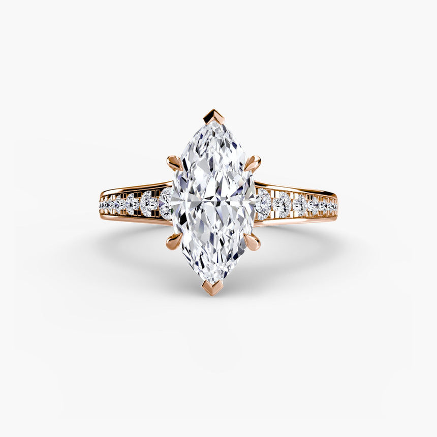 CÉLESTE – Marquise Cut Pavé Solitaire Ring Setting in Rose Gold | SARATTI