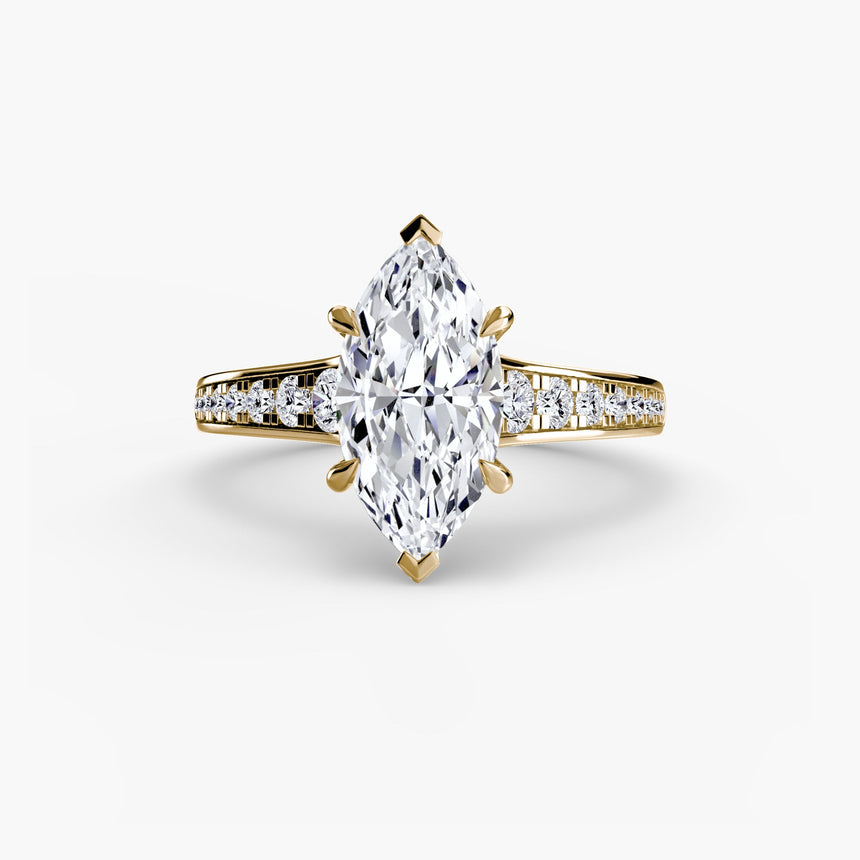 CÉLESTE – Marquise Cut Pavé Solitaire Ring Setting in Yellow Gold | SARATTI