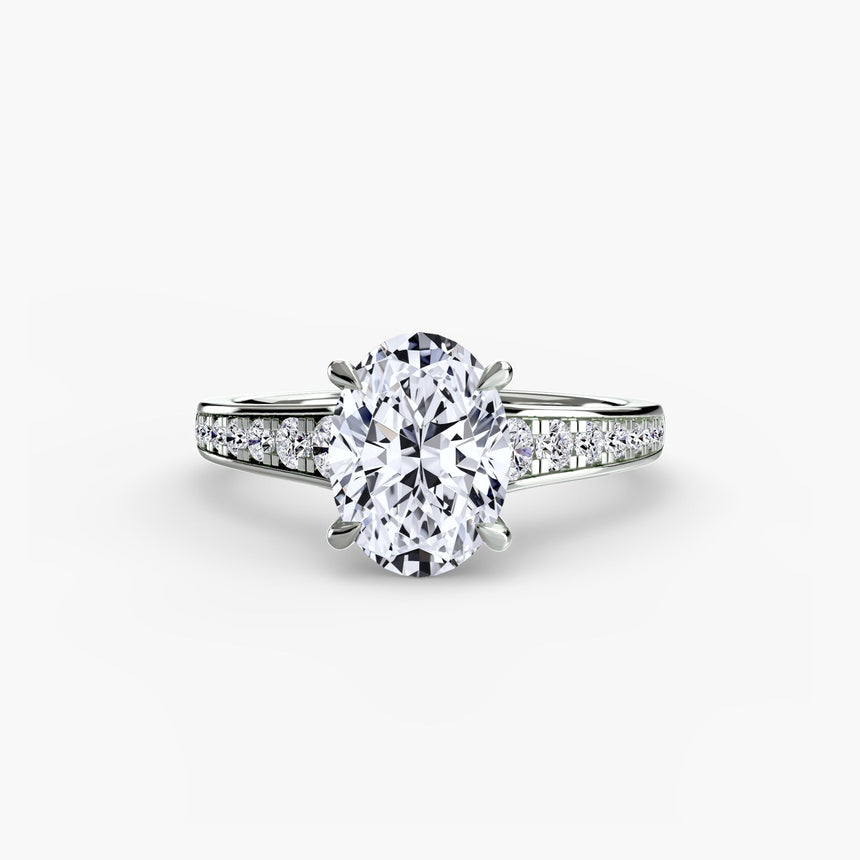 CÉLESTE Oval Cut pavé solitaire ring setting in 950 Platinum | SARATTI