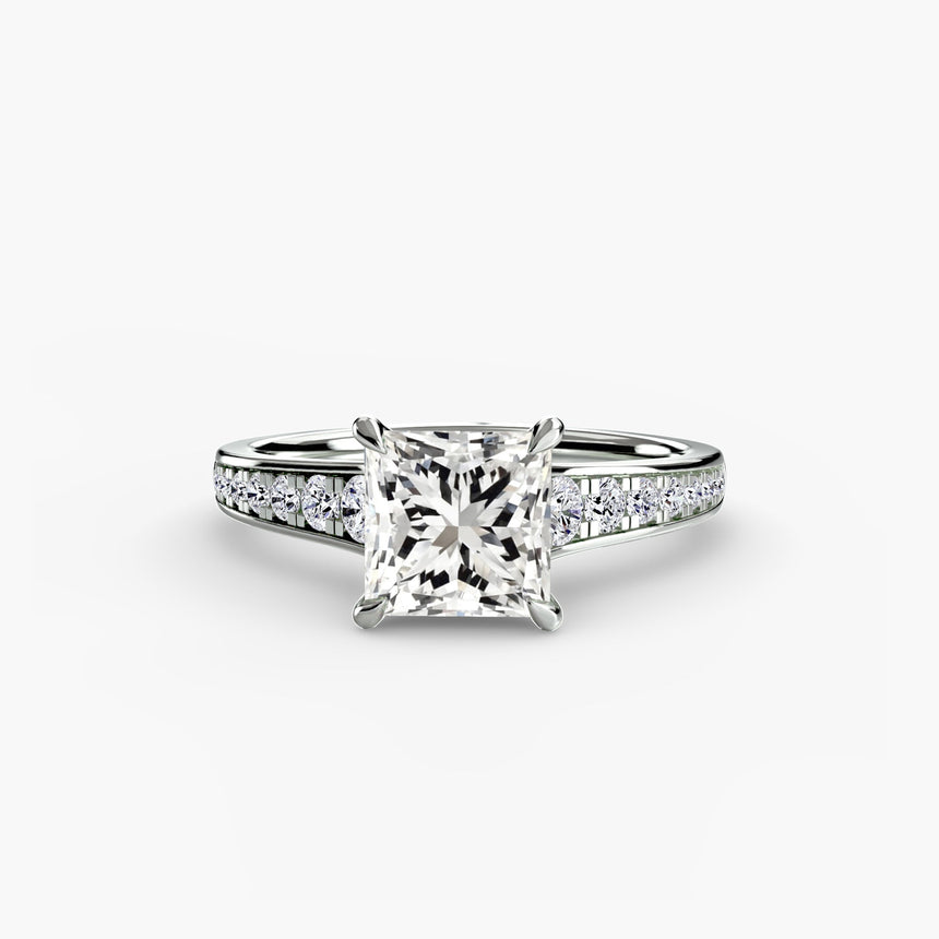 CÉLESTE – Princess Cut Pavé Solitaire Ring Setting in 950 Platinum | SARATTI