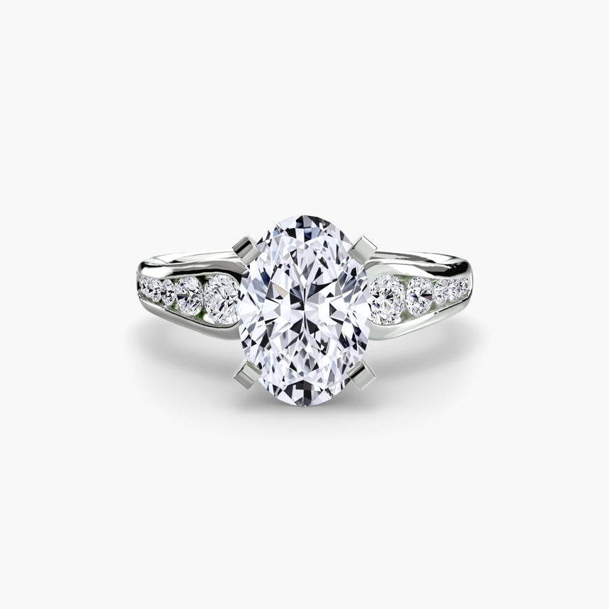 CLARTÉ oval cut pavé solitaire ring setting in platinum | SARATTI