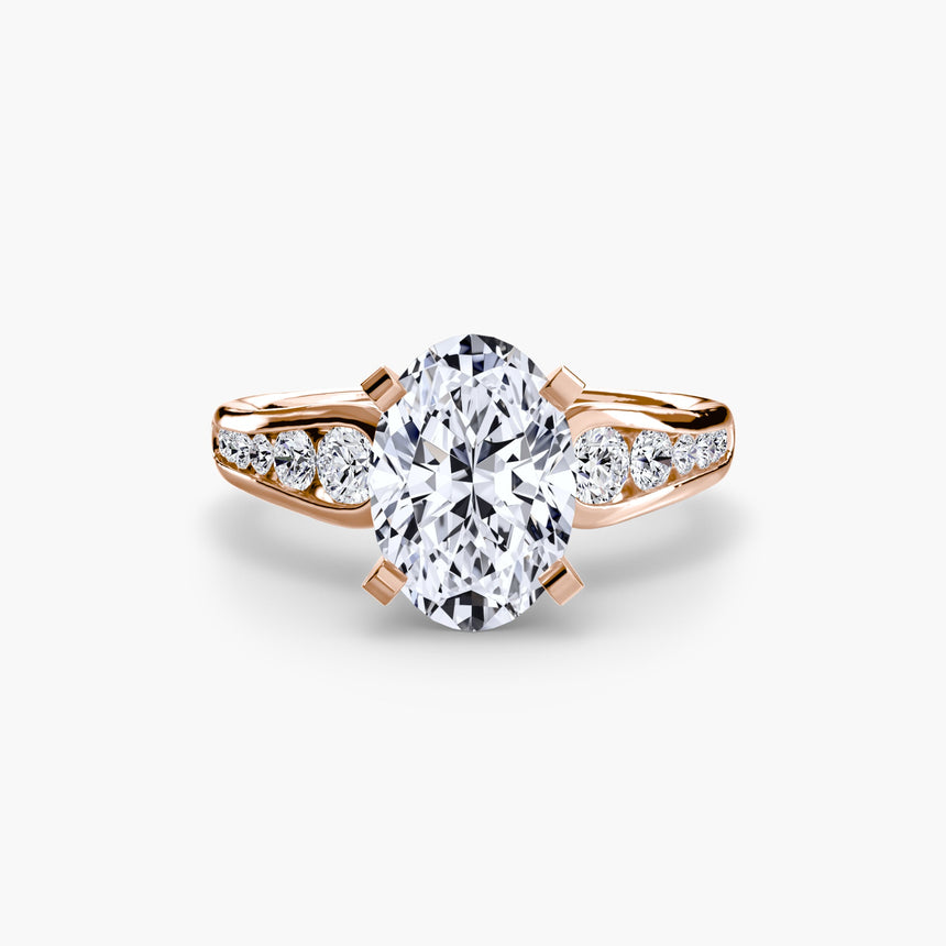 CLARTÉ oval cut pavé solitaire ring setting in rose gold | SARATTI