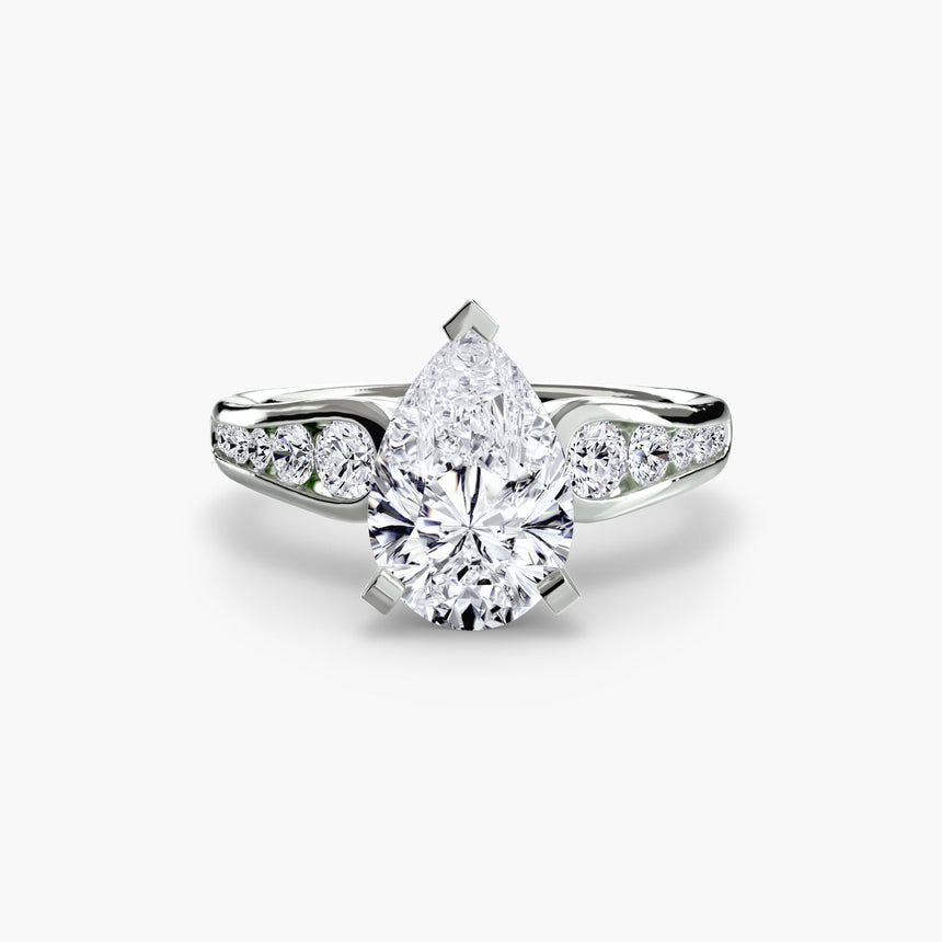 CLARTÉ – Pear Cut Pavé Solitaire Ring Setting in 950 Platinum | SARATTI