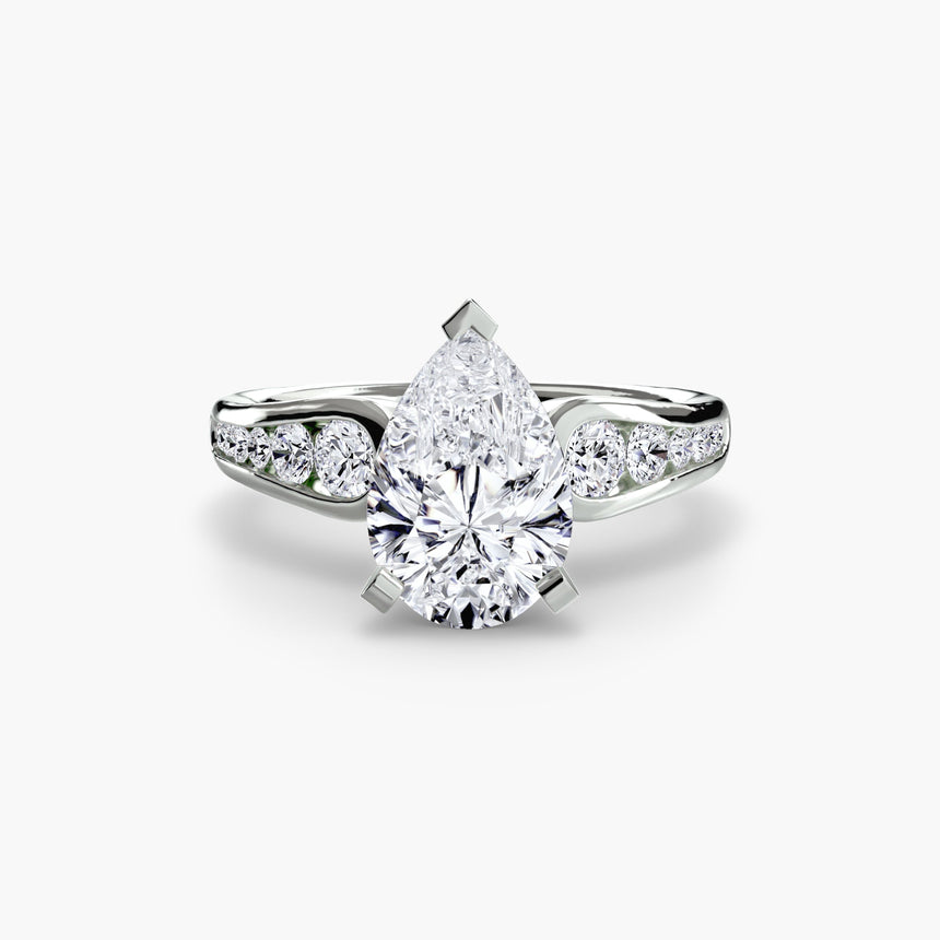 CLARTÉ – Pear Cut Pavé Solitaire Ring Setting in White Gold | SARATTI