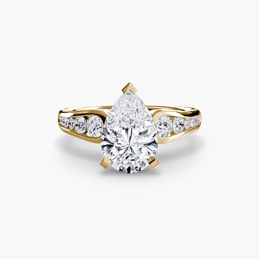 CLARTÉ – Pear Cut Pavé Solitaire Ring Setting in Yellow Gold | SARATTI