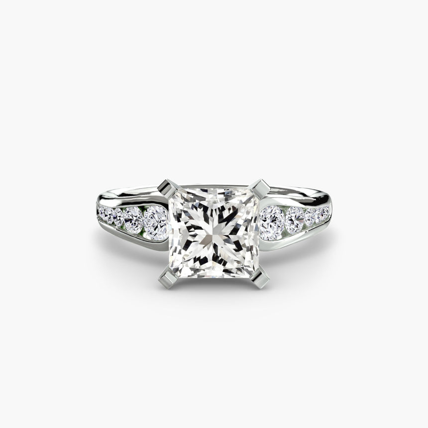 CLARTÉ – Princess Cut Pavé Solitaire Ring Setting in 950 Platinum | SARATTI