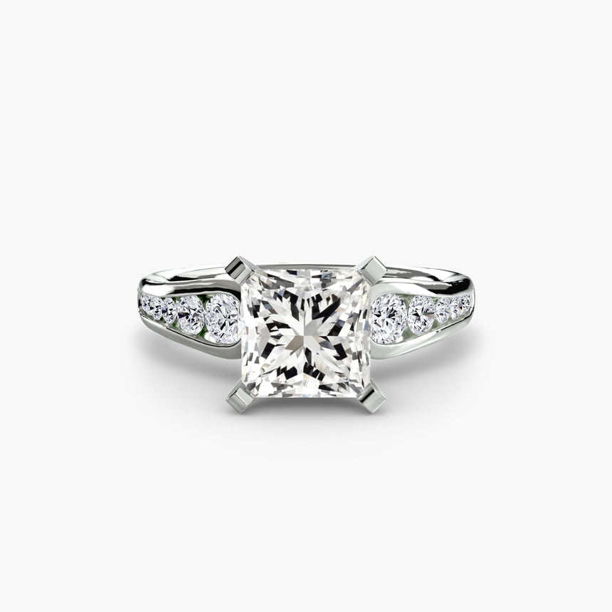 CLARTÉ – Princess Cut Pavé Solitaire Ring Setting in White Gold | SARATTI