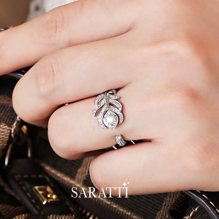 Plume d’Éclat Lab Diamond Set | Platinum Feather Jewelry | SARATTI