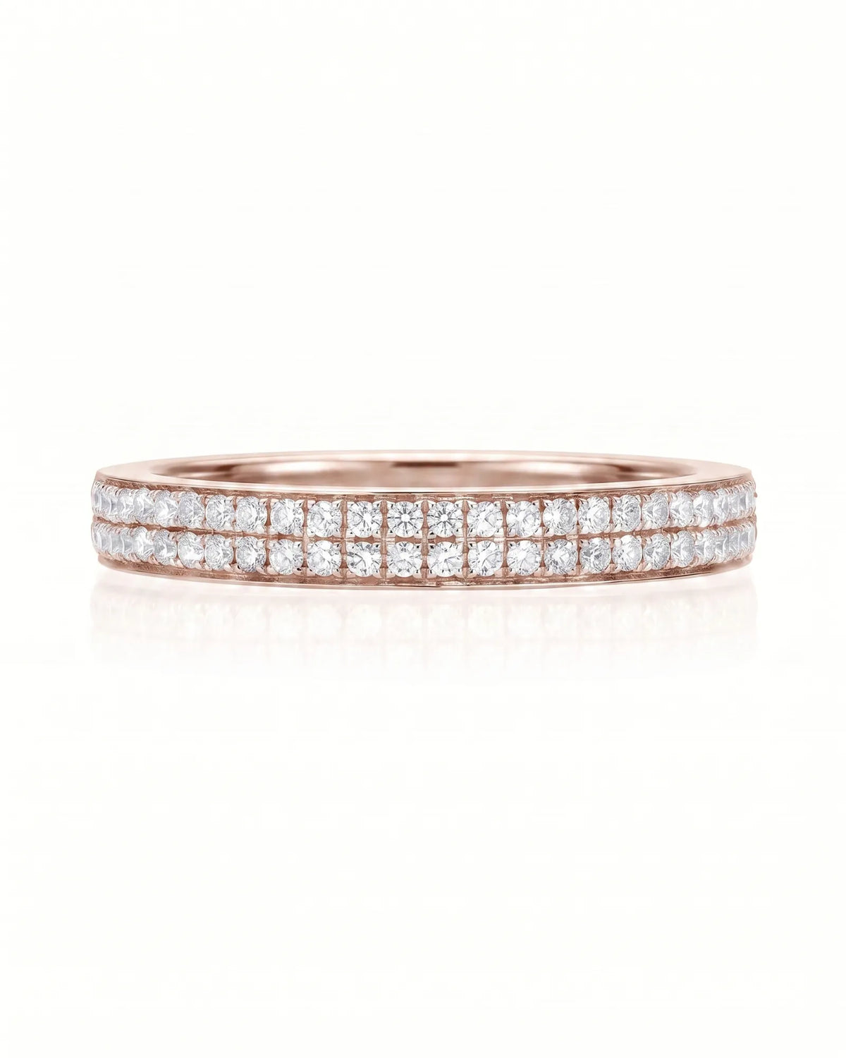 18K rose gold diamond infinity band, side profile | SARATTI